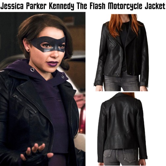 Jessica Parker Kennedy The Flash S05 Black Leather Jacket