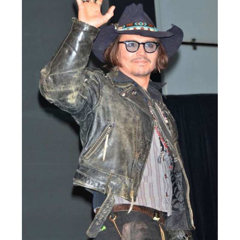 Johnny Depp Vintage Black Leather Jacket