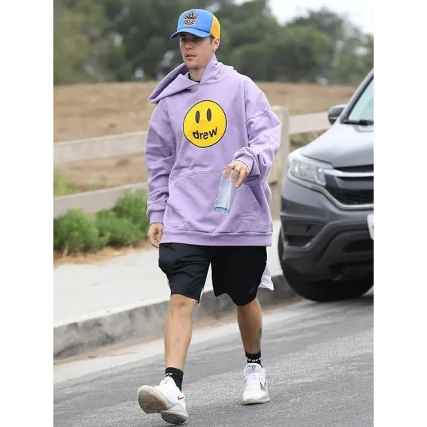 Justin Bieber Oversized Purple Fleece Hoodie Justin Bieber Oversized Purple Fleece Hoodie