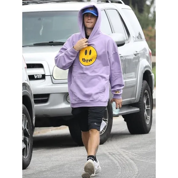 Justin Bieber Oversized Purple Fleece Hoodie Justin Bieber Oversized Purple Fleece Hoodie