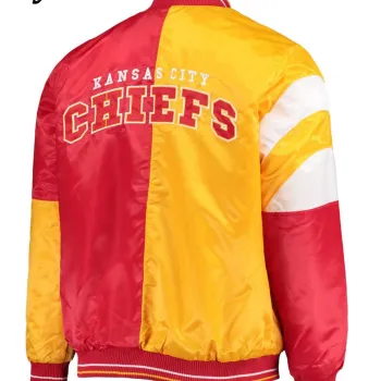 Kansas City Chiefs Varsity Red and Yellow Satin Jacket