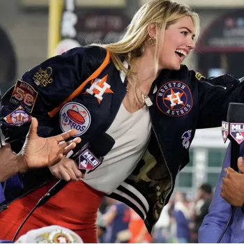Kate Upton 2022 World Series Houston Astros Blue Jacket