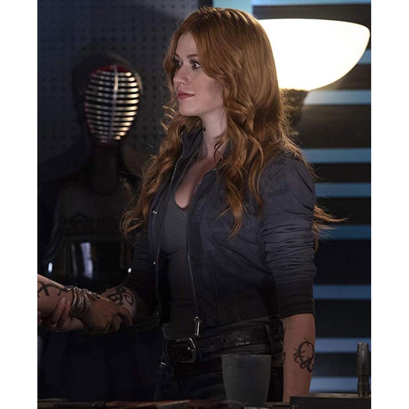 Katherine Mcnamara Shadowhunters Grey Suede Jacket Katherine Mcnamara Shadowhunters Grey Suede Jacket