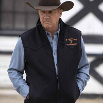 Kevin Costner Yellowstone Black Wool Vest