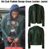 Kid Cudi Collarless Green Leather Jacket Kid Cudi Collarless Green Leather Jacket