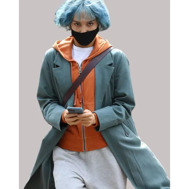 Kimi Zoe Kravitz Blue Coat