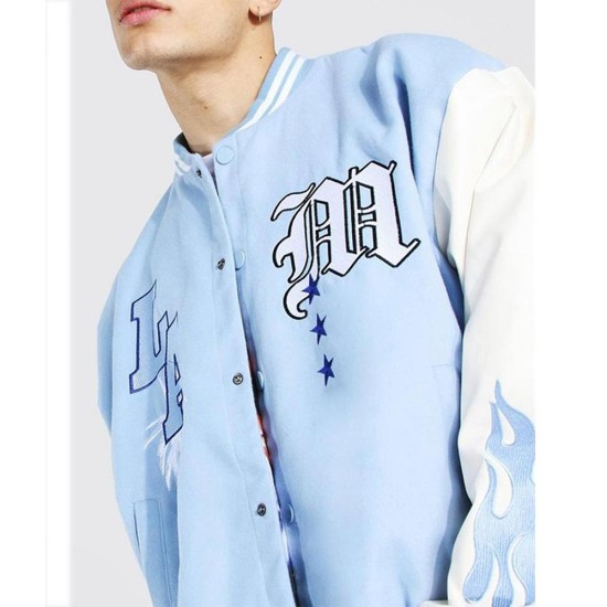 LA M Varsity Baby Blue Jacket - Films Jackets