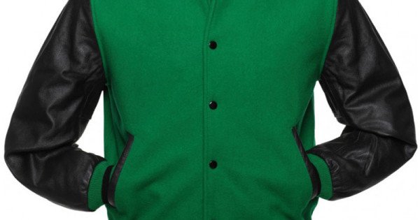 varsity bomber jacket green