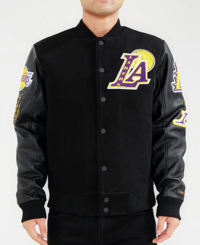 LOS ANGELES LAKERS WOOL & LEATHER VARSITY JACKET White with color