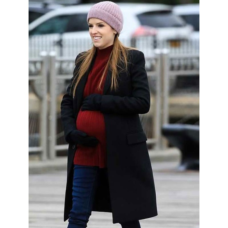 Love Life Anna Kendrick Wool Black Coat Love Life Anna Kendrick Wool Black Coat