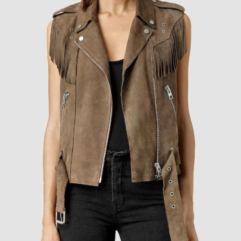Lucy Hale Pretty Little Liars Fringe Brown Vest