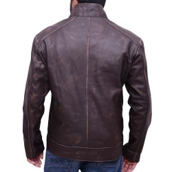 Matt Damon Jason Bourne Distressed Brown Leather Jacket