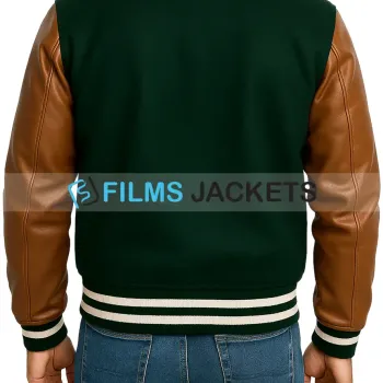 Men Green And Brown Varsity Jacket​