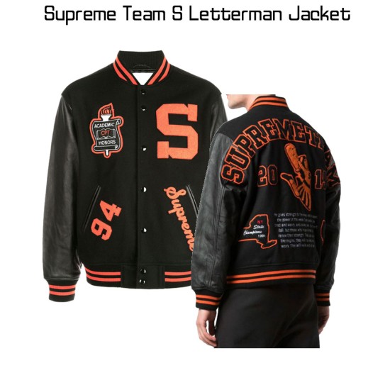 販促品製作 Supreme Team Varsity Jacket Black