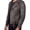 Men's Aged Asymmetrical Distressed Brown Leather Jacket