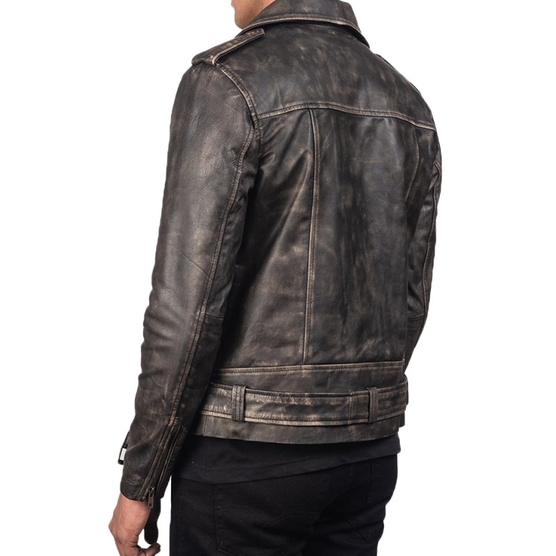 Men's Aged Asymmetrical Distressed Brown Leather Jacket Men's Aged Asymmetrical Distressed Brown Leather Jacket
