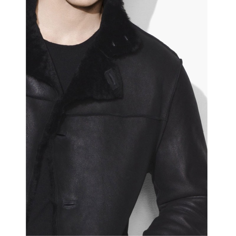 Men's Casual Wear Black Faux Shearling Coat Men's Casual Wear Black Faux Shearling Coat