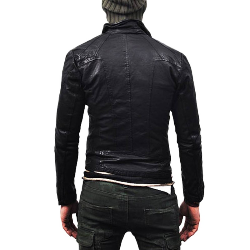 Men's Blouson Asymmetrical Lambskin Leather Jacket Men's Blouson Asymmetrical Lambskin Leather Jacket