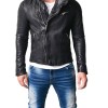 Men's High Neck Wired Asymmetrical Lambskin Leather Jacket Men's High Neck Wired Asymmetrical Lambskin Leather Jacket