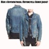 Men's Biker Blue Jean Asymmetrical Zipper Jacket Men's Biker Blue Jean Asymmetrical Zipper Jacket