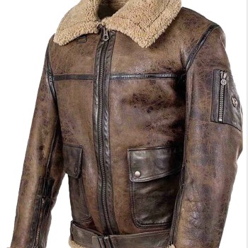 Men's Aviator A2 Shearling Belted Leather Jacket