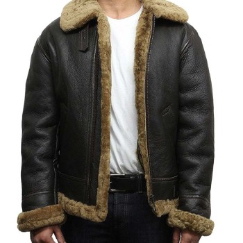 Men's Aviator Flying Sheepskin Shearling Leather Jacket