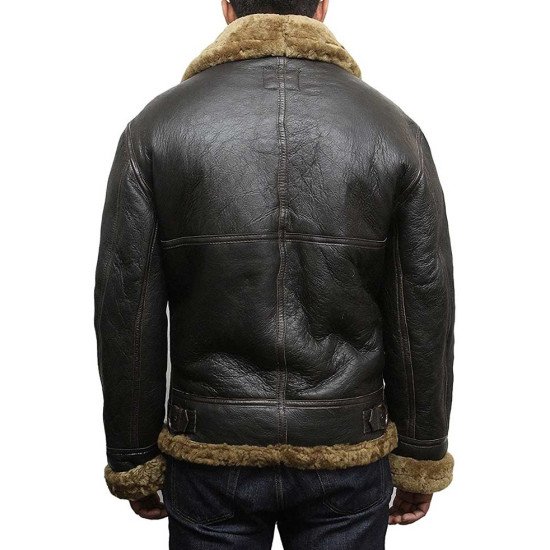 Men's Aviator Flying Sheepskin Shearling Leather Jacket