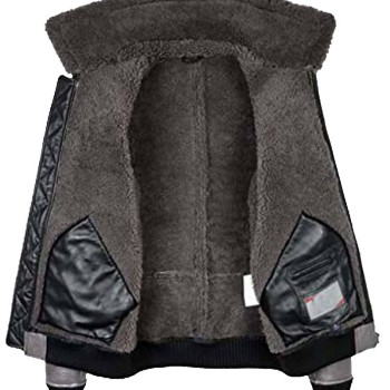 Men's Shearling Aviator Bomber B2 Grey Leather Jacket