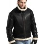 Men's B3 Shearling Black Leather Jacket with Hoodie