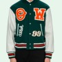 Men's Barrel Green and White Letterman Jacket