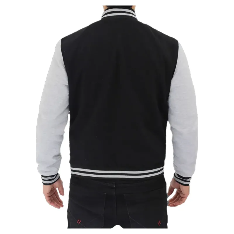 Men's Bomber Baseball Black and Grey Jacket Men's Bomber Baseball Black and Grey Jacket