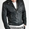 Men's Diagonal Zipper Belted Collar Leather Jacket Men's Diagonal Zipper Belted Collar Leather Jacket