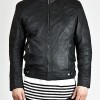 Men's Diagonal Zipper Belted Collar Leather Jacket Men's Diagonal Zipper Belted Collar Leather Jacket
