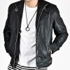Men's Diagonal Zipper Belted Collar Leather Jacket Men's Diagonal Zipper Belted Collar Leather Jacket
