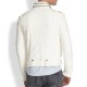 Men's Belted White Leather Motorcycle Jacket