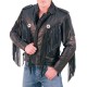 Men's Fringed Biker Beltless Black Leather Jacket