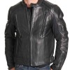 Men's Biker Padded Black Leather Jacket