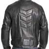 Men's Biker Padded Black Leather Jacket