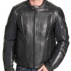 Men's Biker Padded Black Leather Jacket