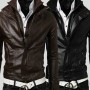 Men's Biker Style Multi Color Slim Fit Faux Leather Jacket