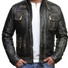 Men's Vintage Biker Style Waxed Black Leather Jacket Men's Vintage Biker Style Waxed Black Leather Jacket