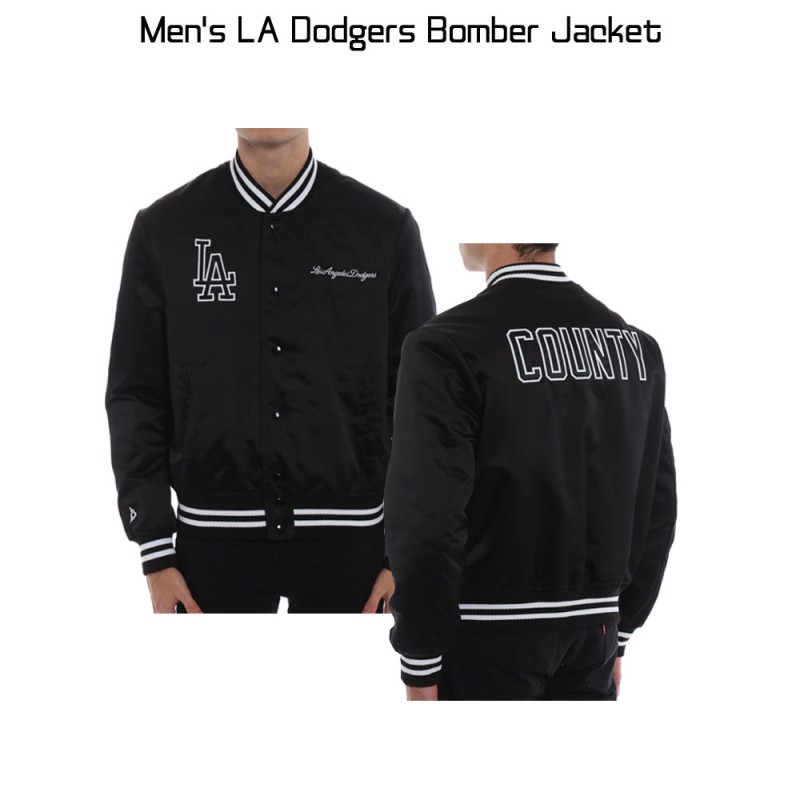 Men's Los Angeles Dodgers Black Satin Jacket Men's Los Angeles Dodgers Black Satin Jacket