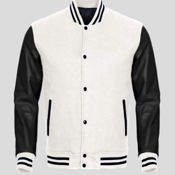 Men's Bomber Varsity Black and White Jacket