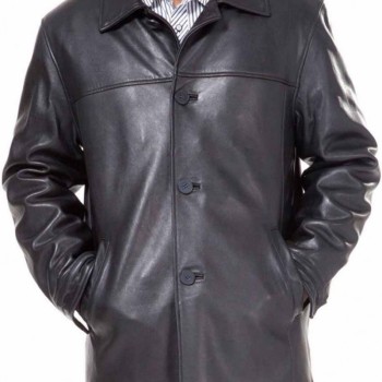 Men's Black Leather Car Long Jacket