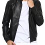 Men's Casual Bomber Black Leather Jacket