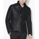 Men's Shearling Motorcycle Black Leather Jacket