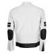 Men's Black Striped Biker Style White Leather Jacket