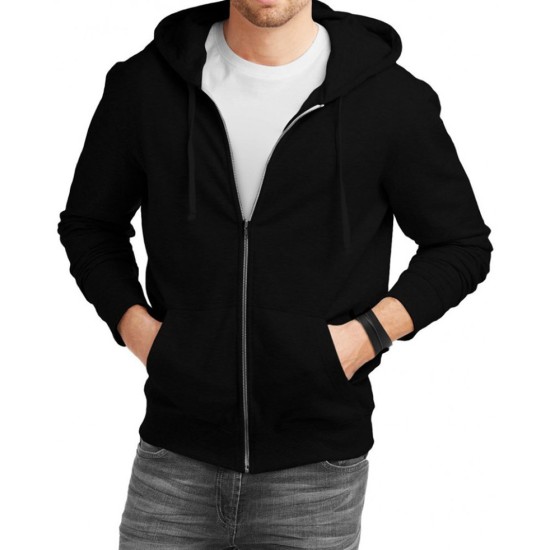black zip up hoodie