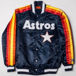 Men's Astros Houston Blue Satin Jacket