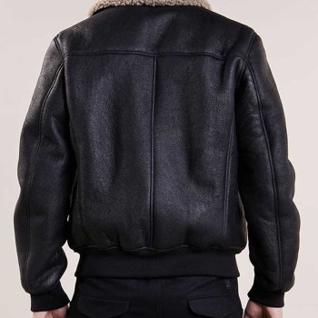 Men's Aviator Black Leather Bomber Jacket